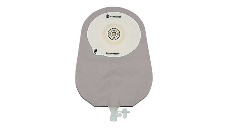One-piece soft convex urostomy pouch system with Leak Defense™.