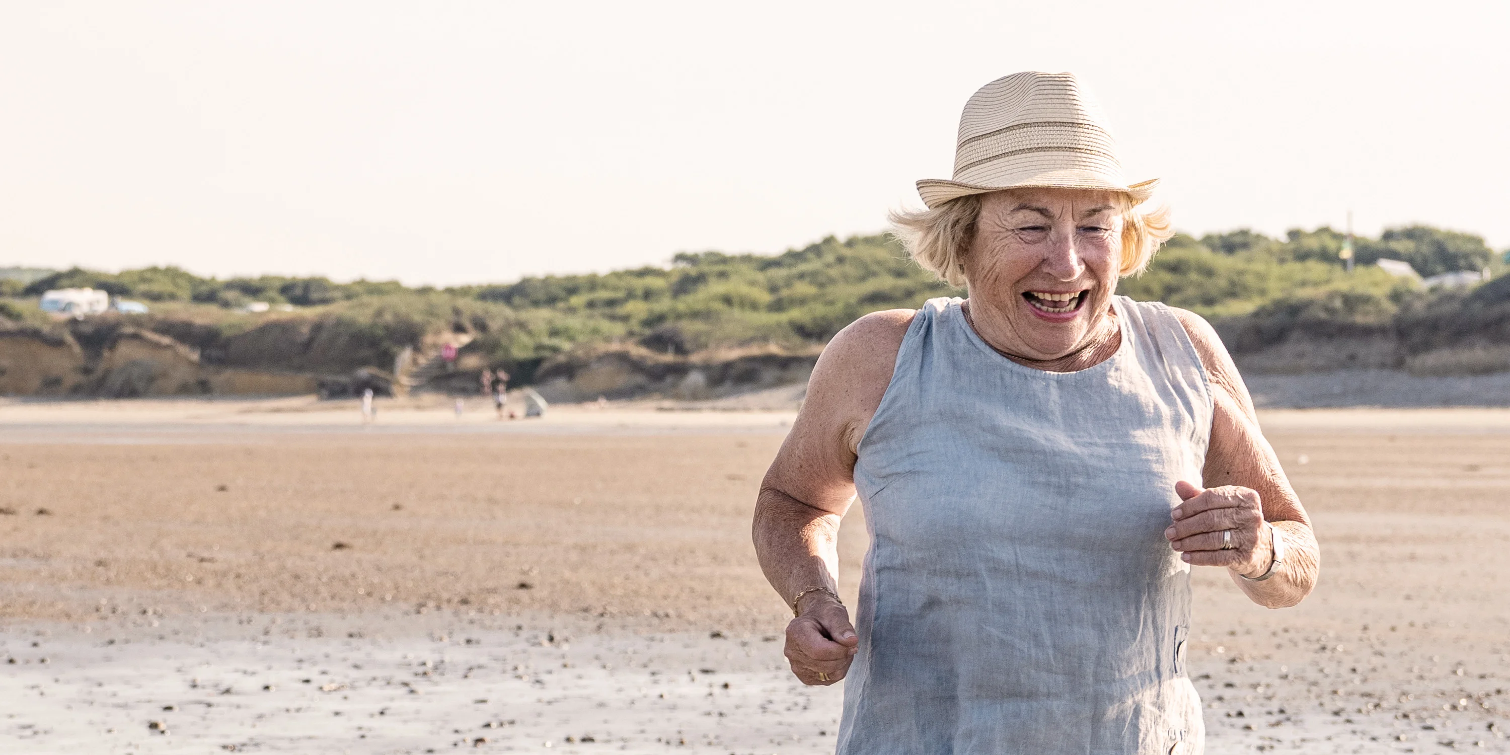 woman running on a beach