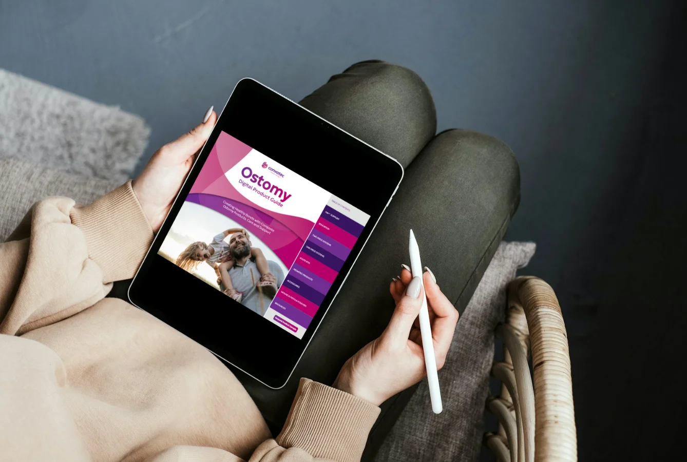 a woman holding a tablet