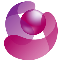 a purple and white logo